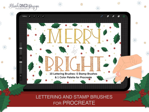 Merry and Bright - Lettering and Stamp brushes for Procreate