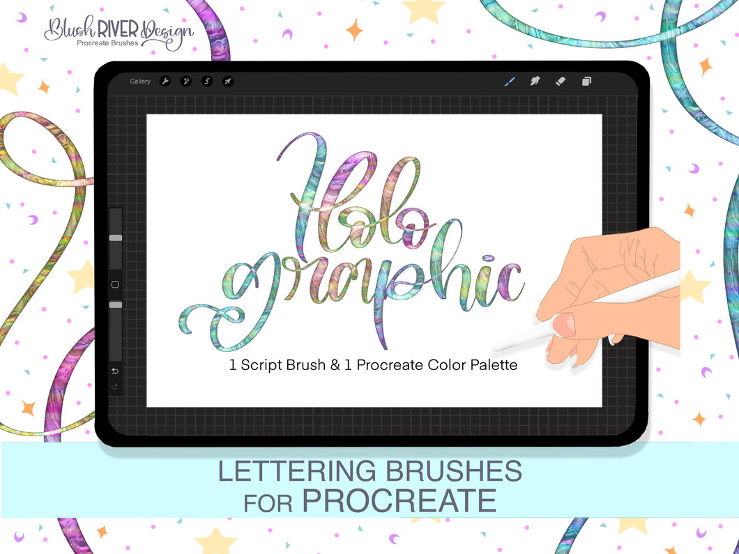 Holographic Script Procreate Brush