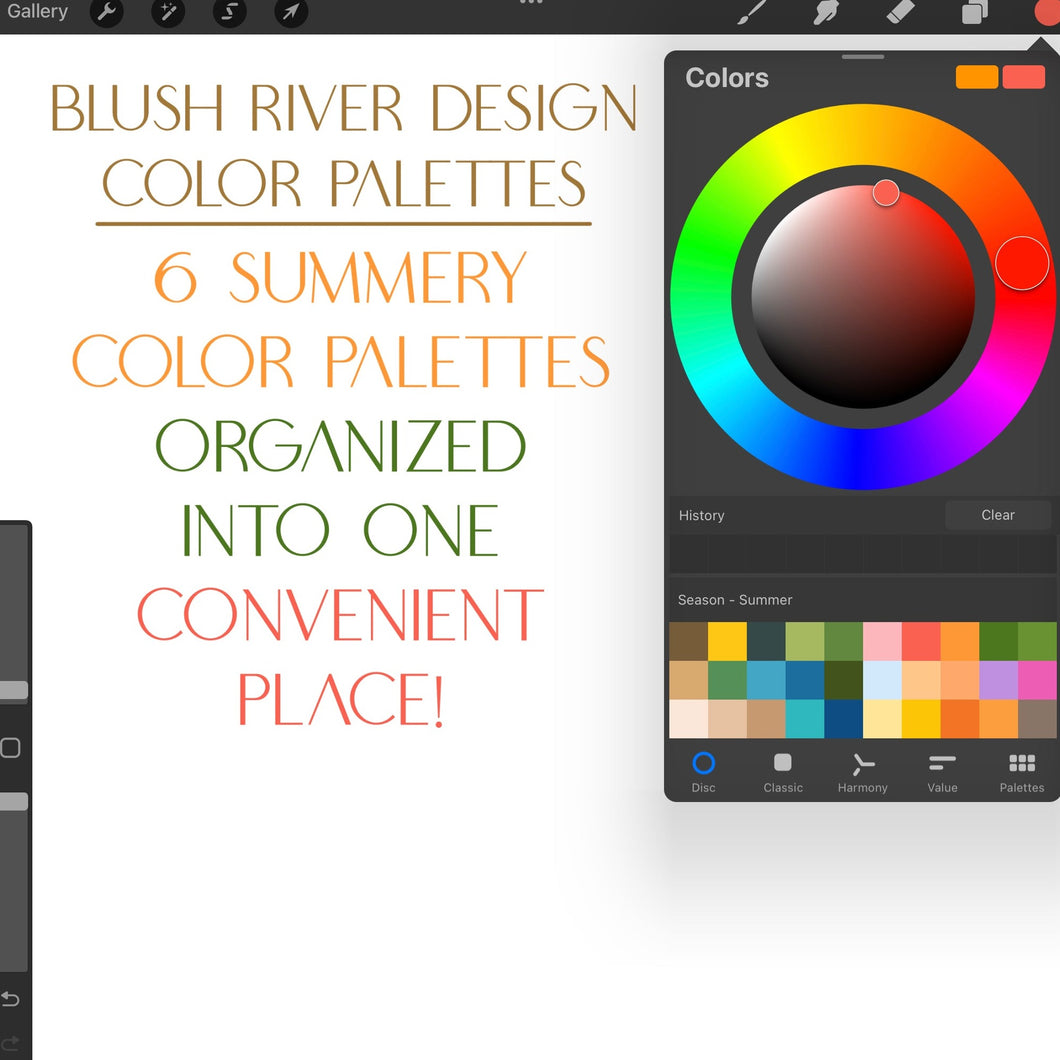 Summery Procreate Color Palette - 6 Mini Color Palettes Inside