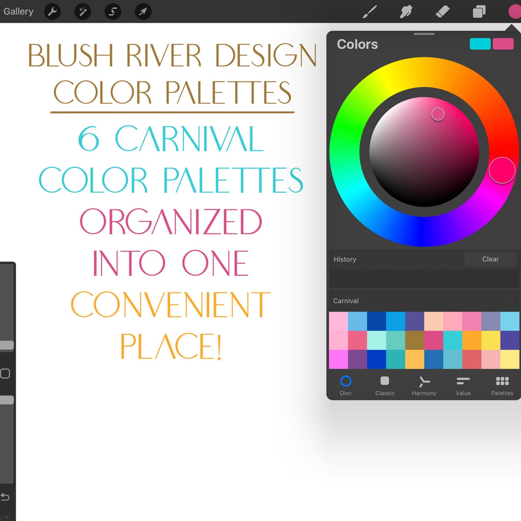Carnival Procreate Color Palette - 6 Mini Color Palettes Inside