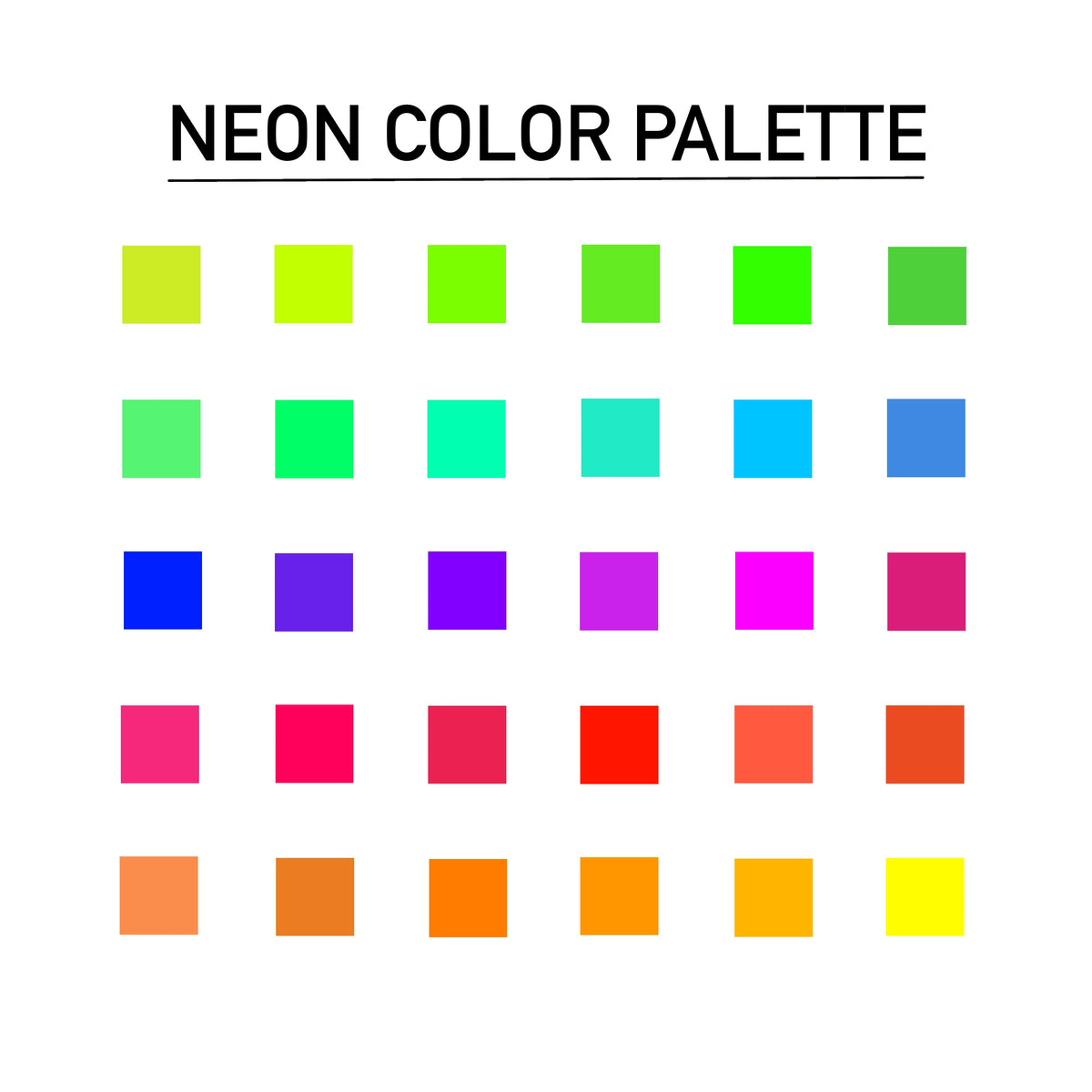 Neon Procreate Color Palette – Blush River Design