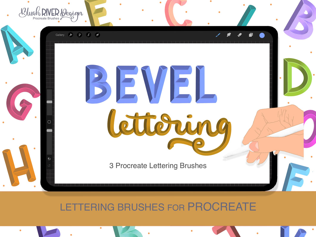 Bevel Lettering Procreate Brush Pack