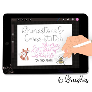 Rhinestone & Cross-stitch Art and Lettering Procreate Brushes