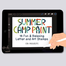 Load image into Gallery viewer, Summer Camp Paint Art and Lettering Procreate Stamp Set