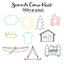 Load image into Gallery viewer, Summer Camp Paint Art and Lettering Procreate Stamp Set