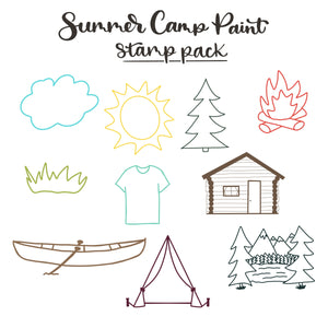 Summer Camp Paint Art and Lettering Procreate Stamp Set