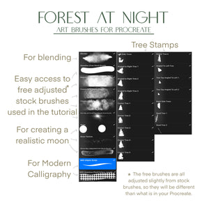 Forest At Night - Art & Stamp brushes for Procreate