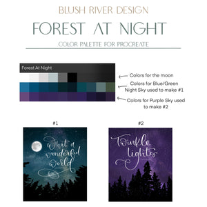 Forest At Night - Art & Stamp brushes for Procreate