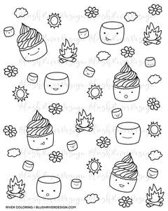 Cupcake Summer Time Coloring Page