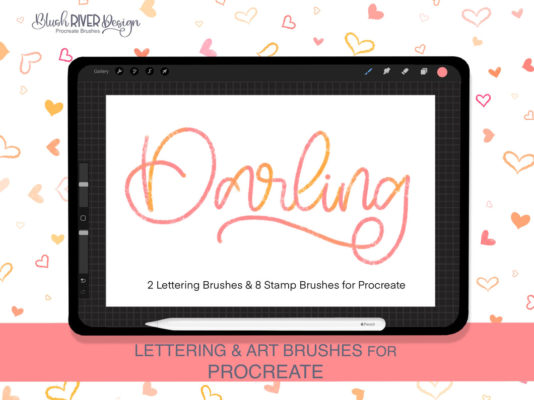 Darling - Lettering, Art and Stamp Procreate Brushpack