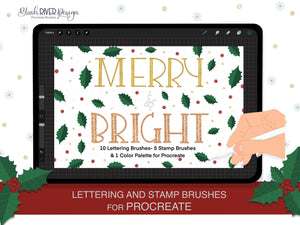 Merry and Bright - Lettering and Stamp brushes for Procreate
