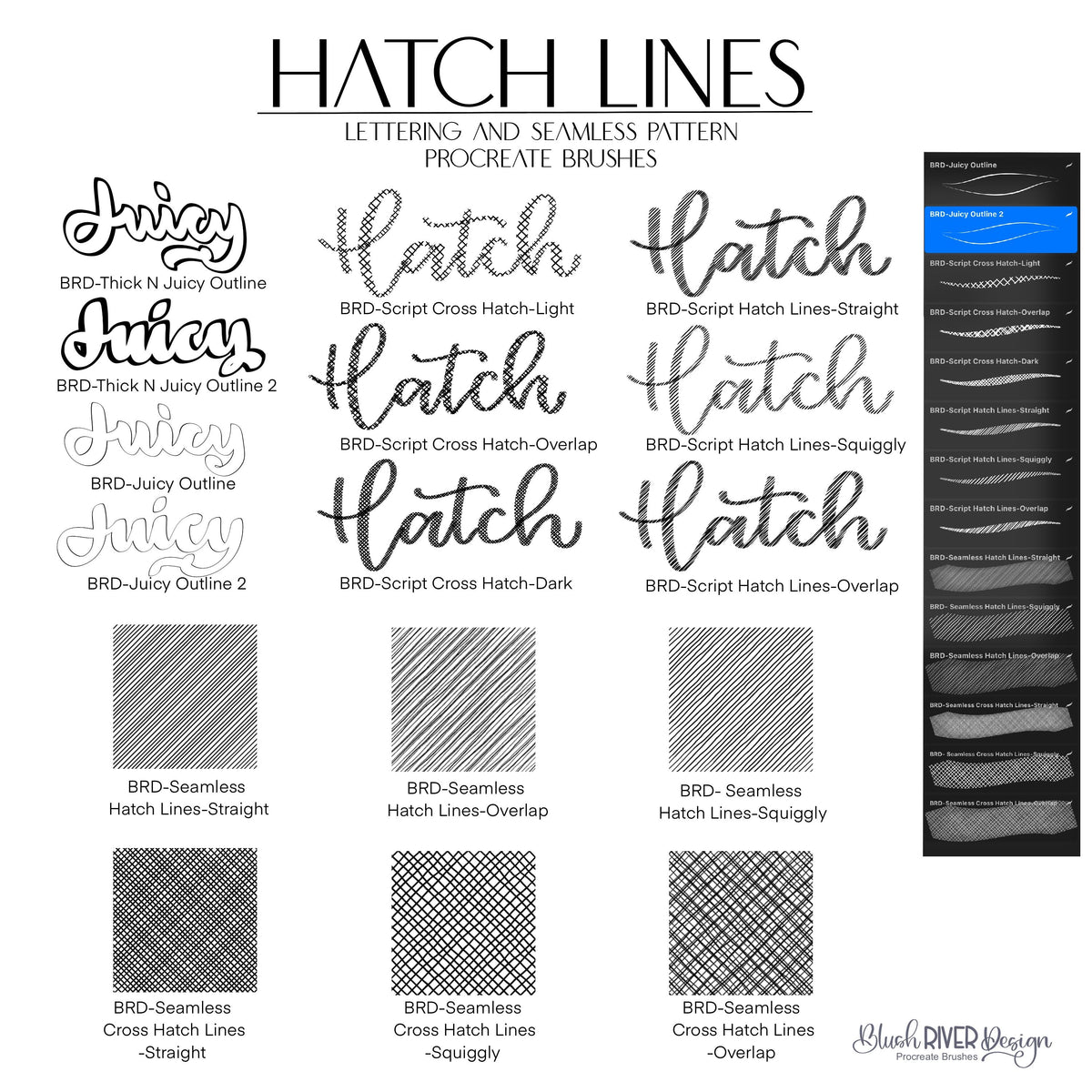 Hatch Lines - Script and Seamless Pattern Procreate Brushes – Blush ...