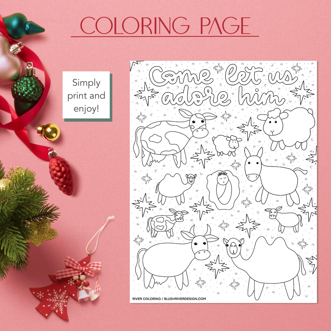 Come Let Us Adore Him - Coloring Page